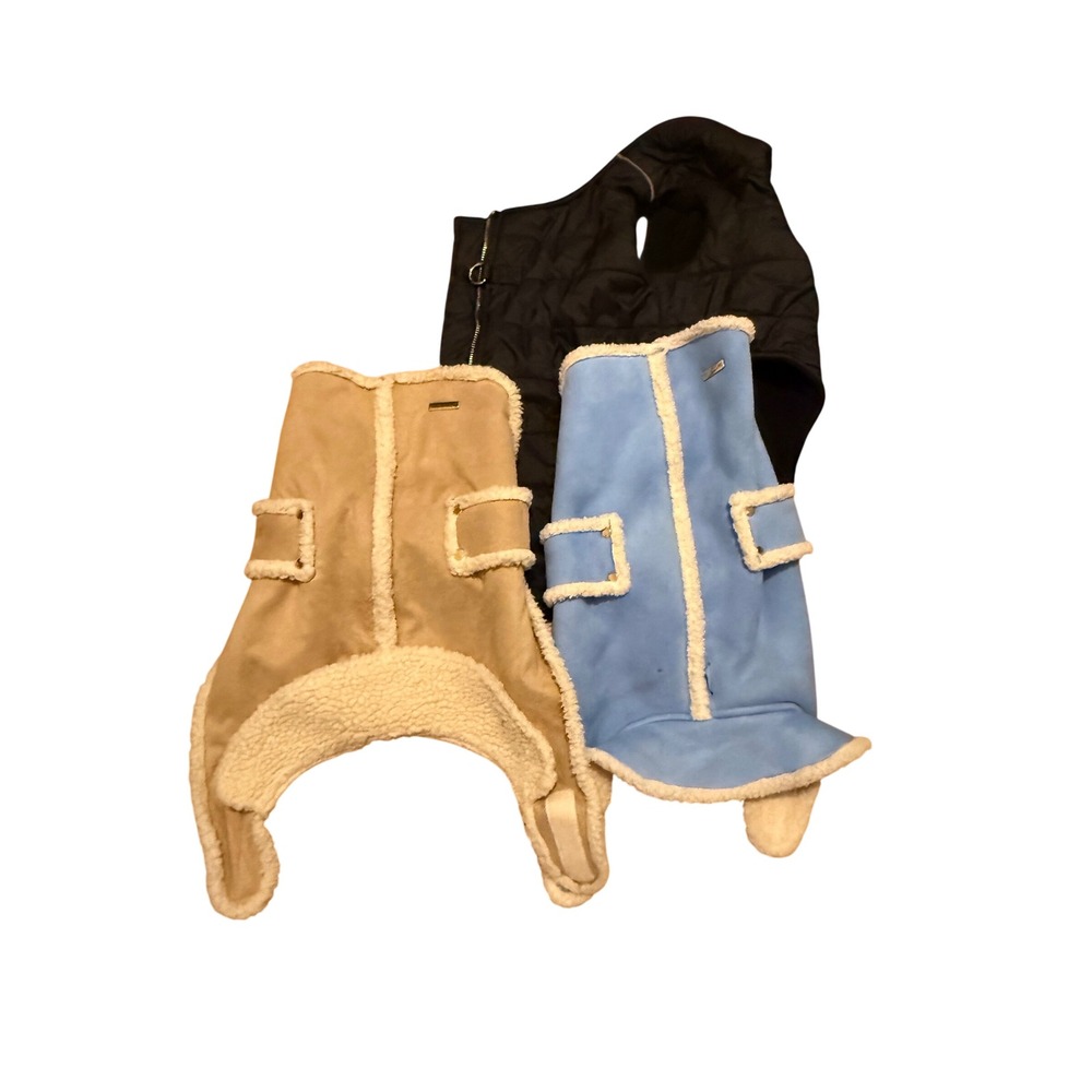 Fashion Pet Dog Coat Bundle Faux Suede Shearling Jackets and Quilted Puffer Vest